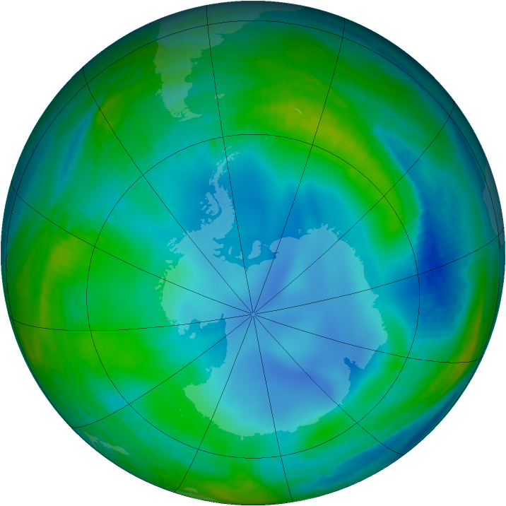 Antarctic ozone map for 27 June 2000